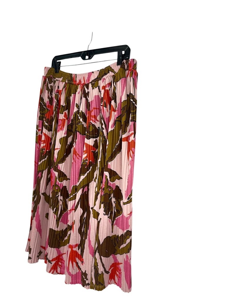 ADRIANNA PAPELL PLEATED FLORAL MIDI SKIRT