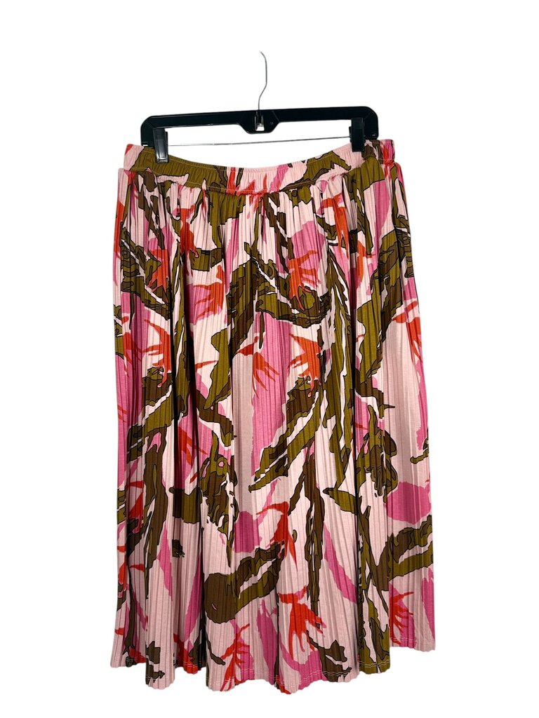 ADRIANNA PAPELL PLEATED FLORAL MIDI SKIRT