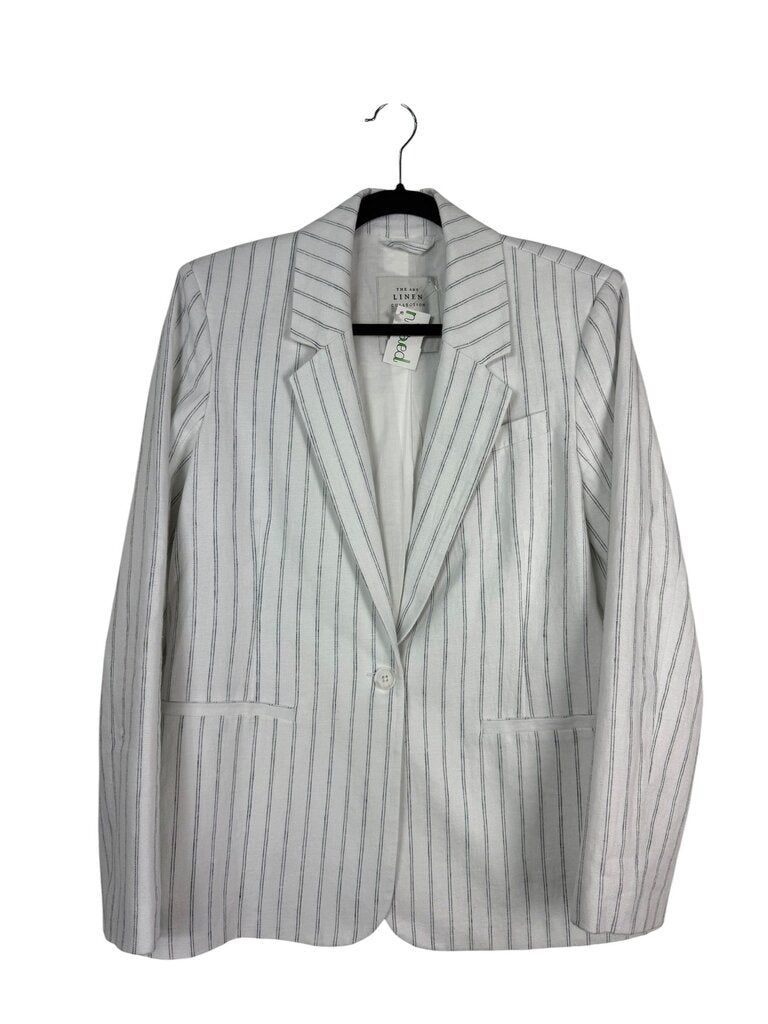 ABERCROMBIE & FITCH PINSTRIPE LINEN BLAZER