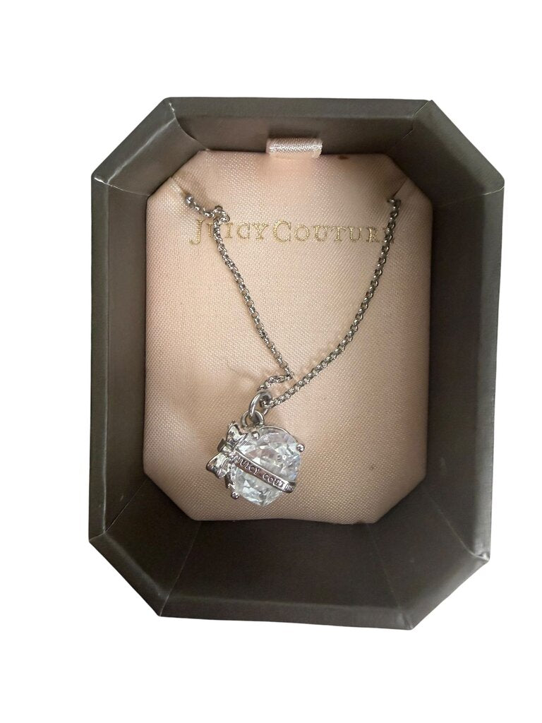 JUICY COUTURE CRYSTAL BOW HEART NECKLACE