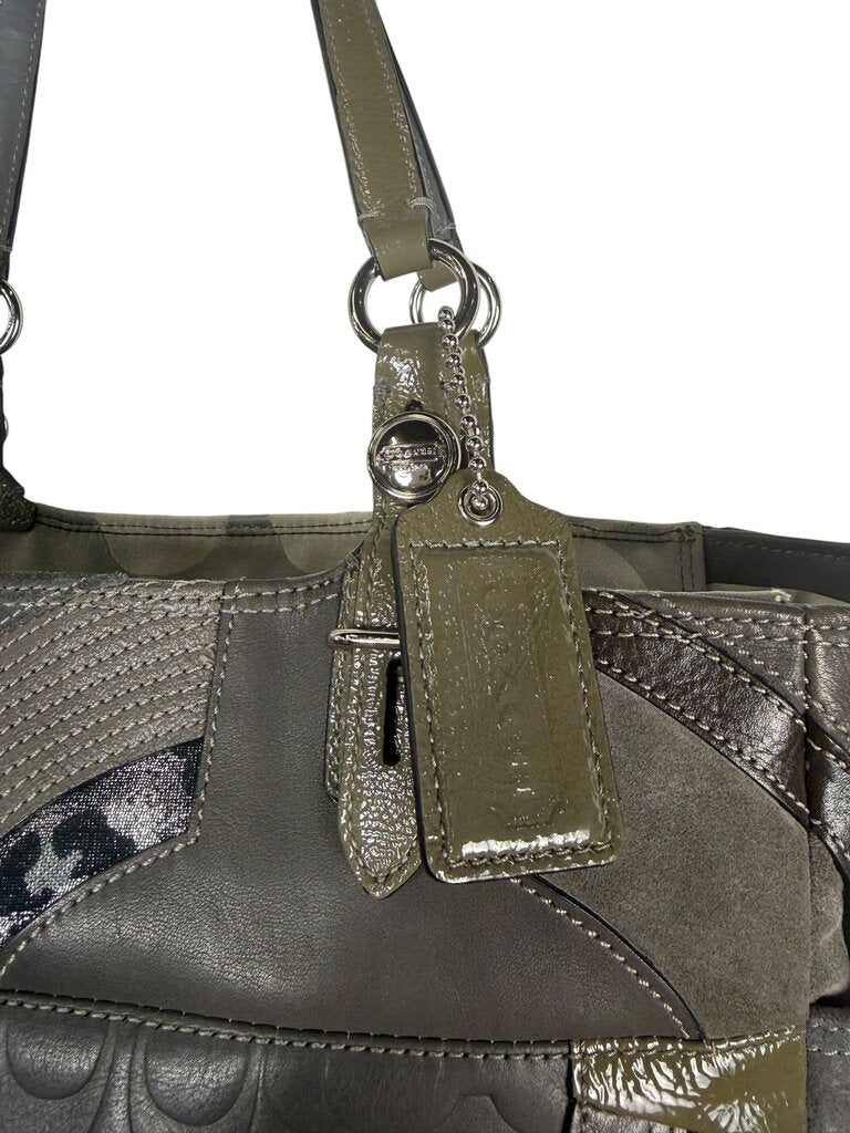 COACH ANIMAL PRINT & SUEDE PATCHWORK HANDBAG