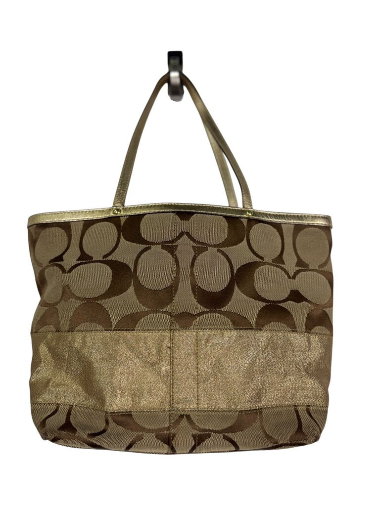 COACH SHIMMER FABRIC MONOGRAM SMALL TOTE