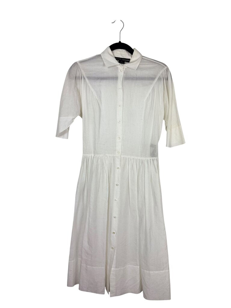 RALPH LAUREN 100% COTTON SHEER BELTED DRESS