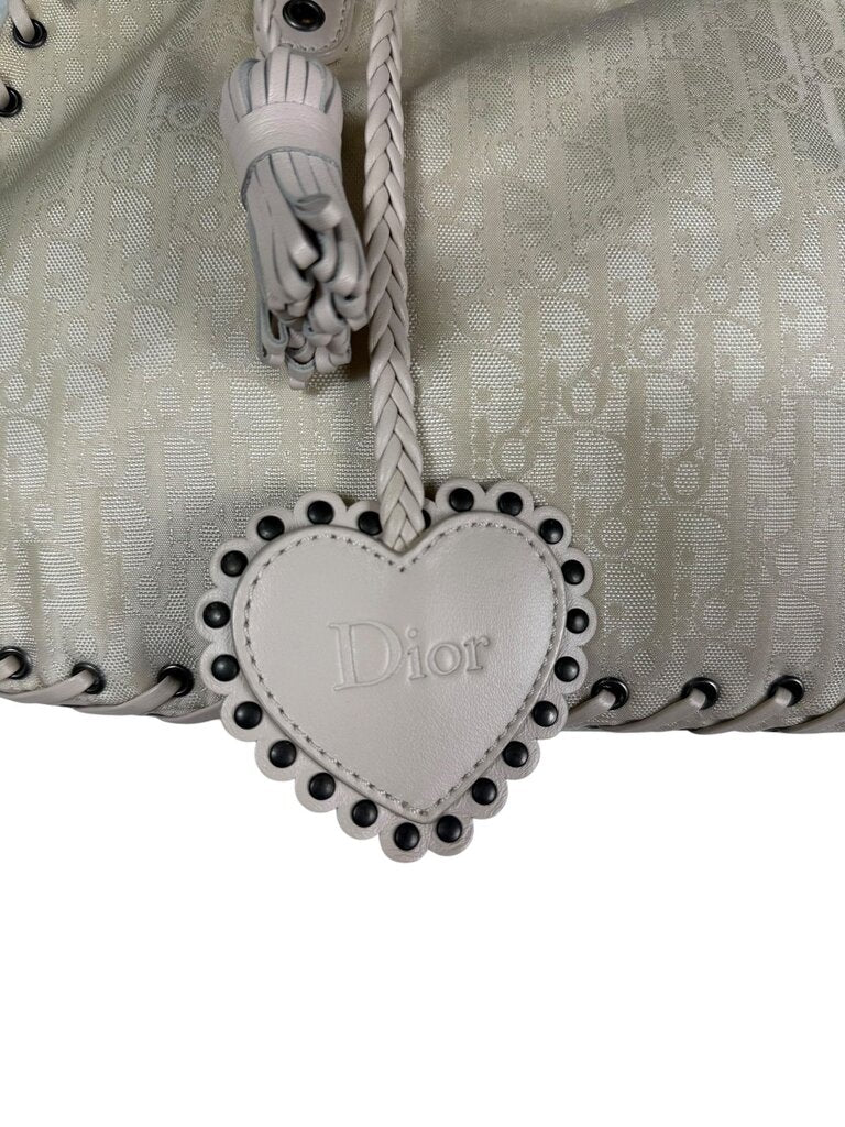 CHRISTIAN DIOR FABRIC LOGO WHIPSTITCH SHOULDER BAG
