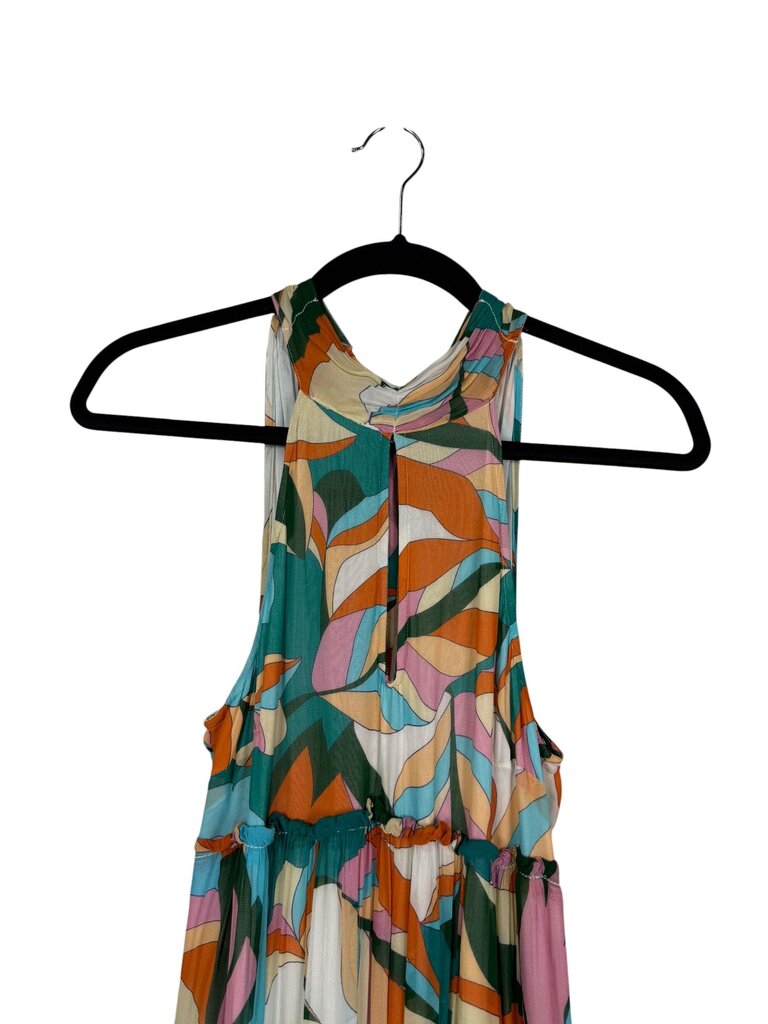 MAEVE ABSTRACT PRINT HALTER MAXI DRESS