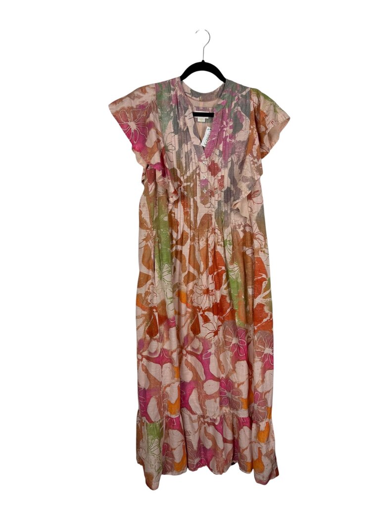 MAEVE RUFFLE TIE DYE FLORAL DRESS