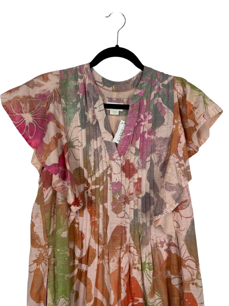 MAEVE RUFFLE TIE DYE FLORAL DRESS