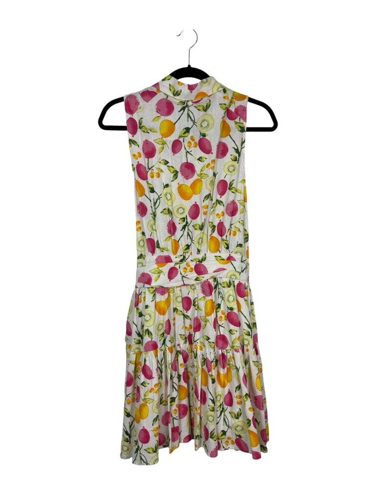 CYNTHIS ROWLEY FRUIT PATTERN BELTED DRESS