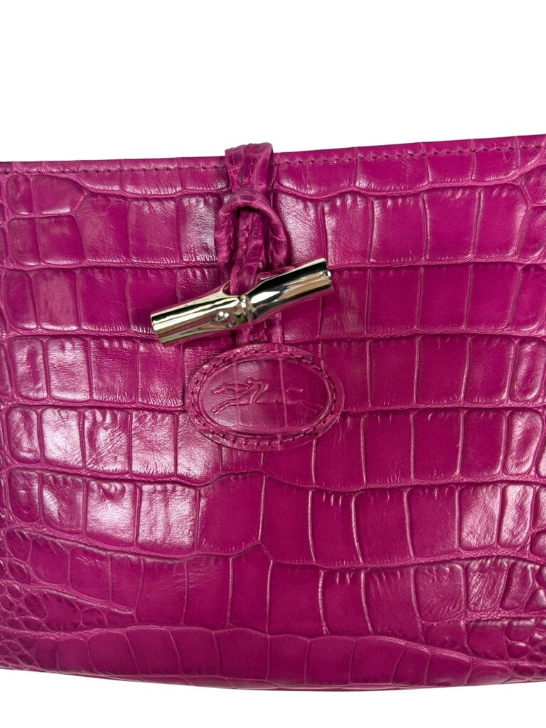 LONGCHAMP CROCODILE EMBOSSED SHOULDER BAG