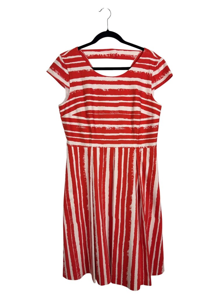 HOBBS STRIPED FIT FLARE DRESS
