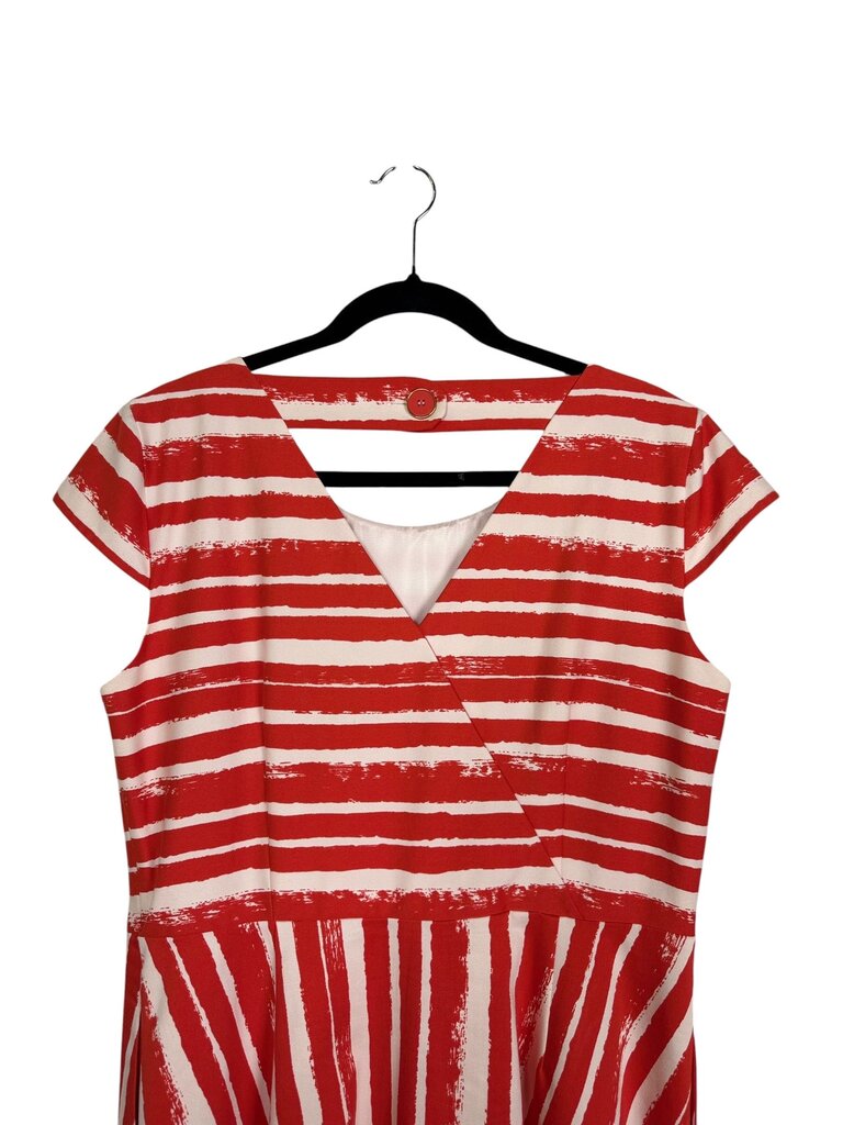 HOBBS STRIPED FIT FLARE DRESS