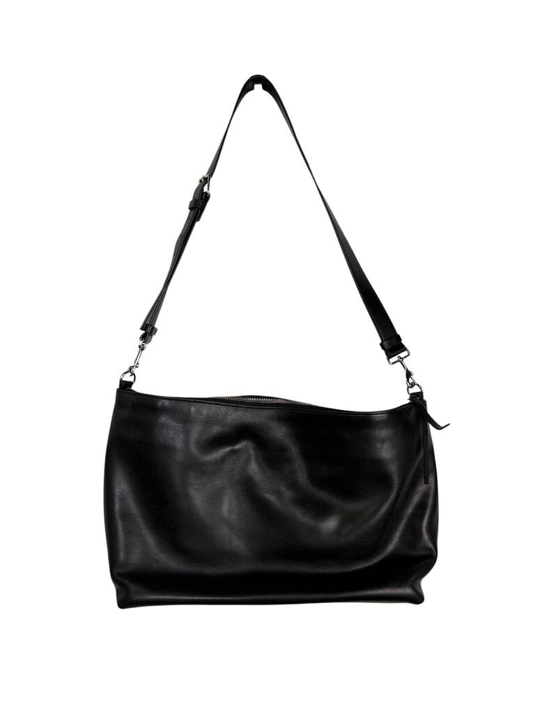 THEORY LARGE LEATHER ZIP SHOULDER BAG