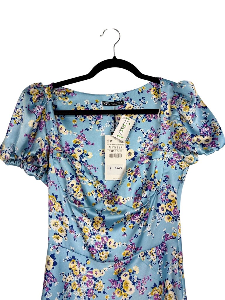 ZARA FLORAL SATIN DRESS