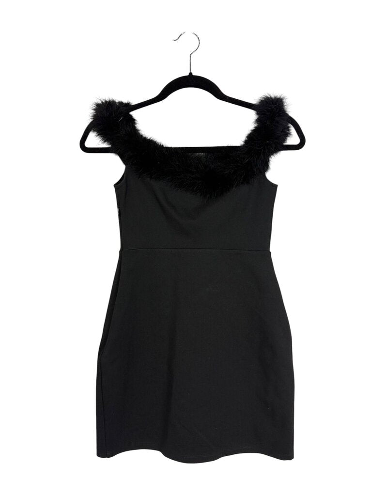NBD OFF THE SHOULDER FEATHER MINI DRESS