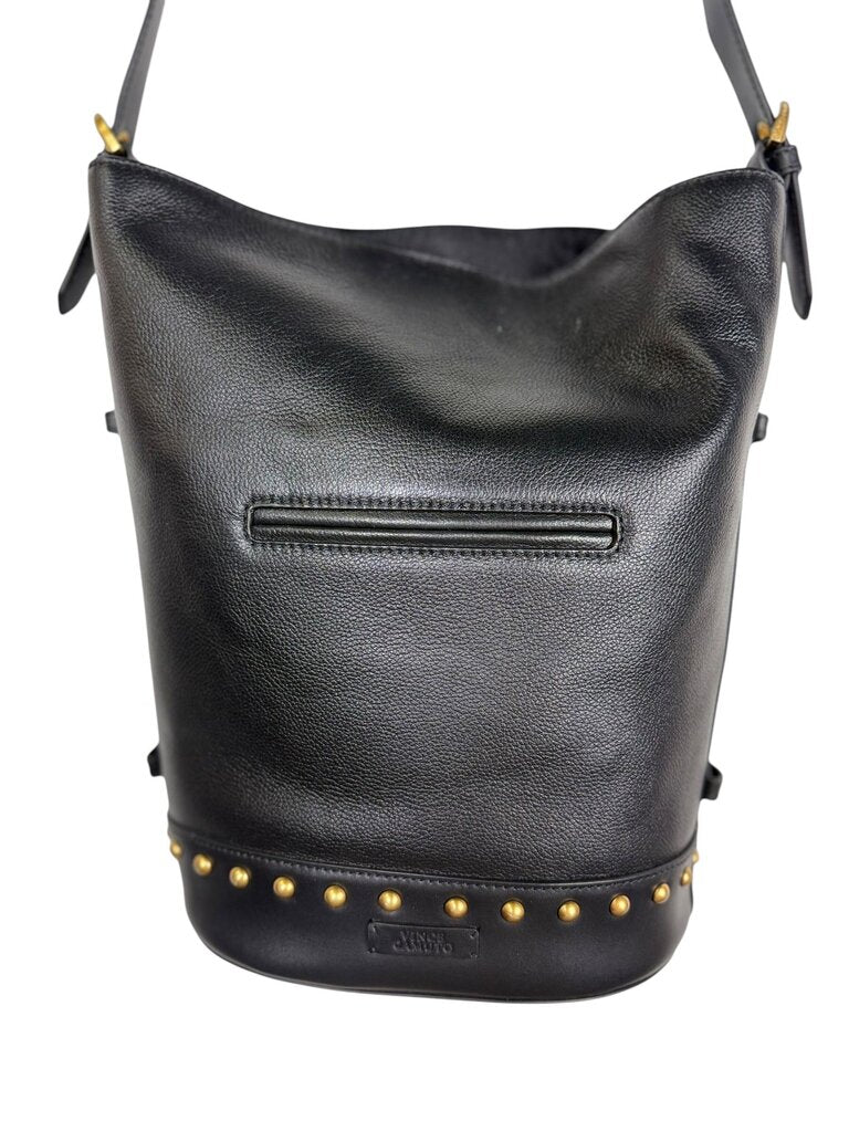 VINCE CAMUTO STUDDED LEATHER BUCKET BAG