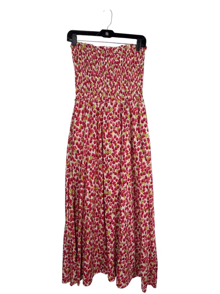 J.CREW STRAPLESS RASPBERRY PRINT SUN DRESS