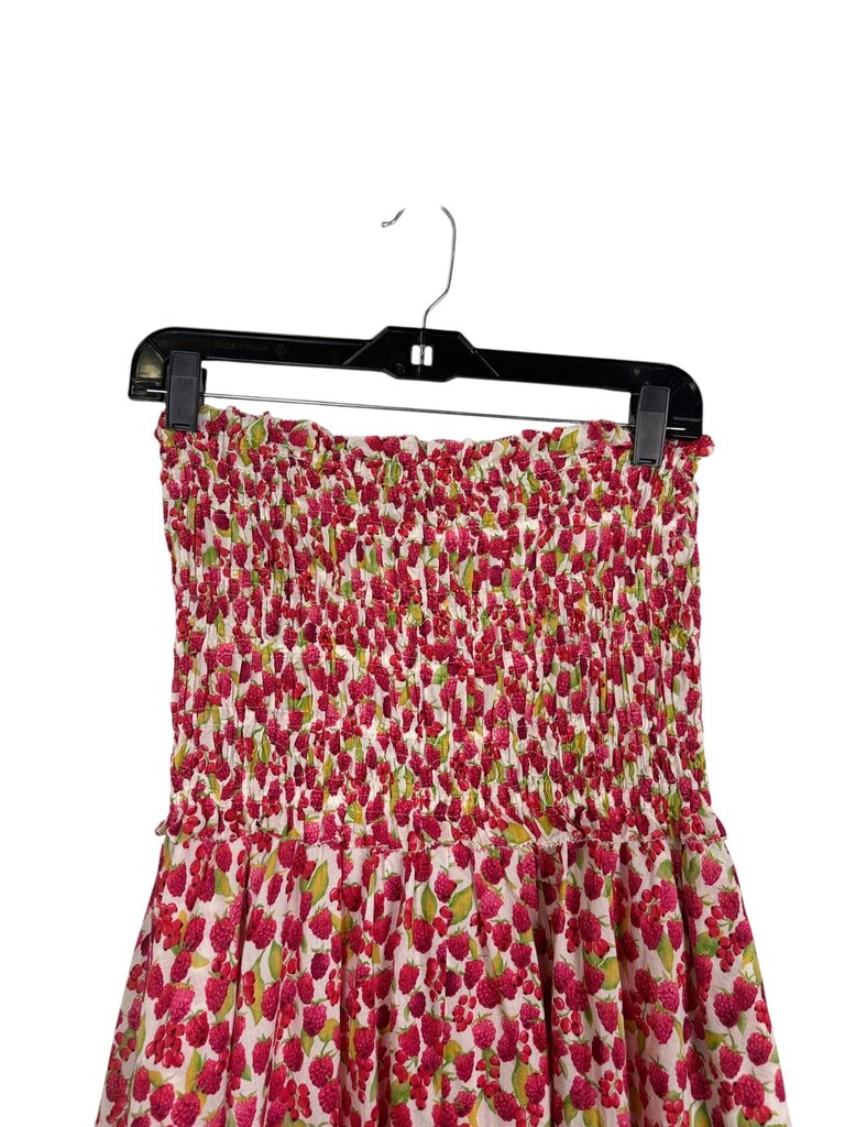 J.CREW STRAPLESS RASPBERRY PRINT SUN DRESS