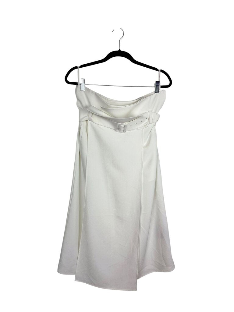 TIBI ASYMMETRICAL BELTED MIDI SKIRT