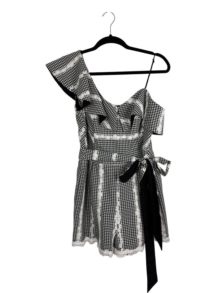 ADELYN RAE GINGHAM BELTED ROMPER
