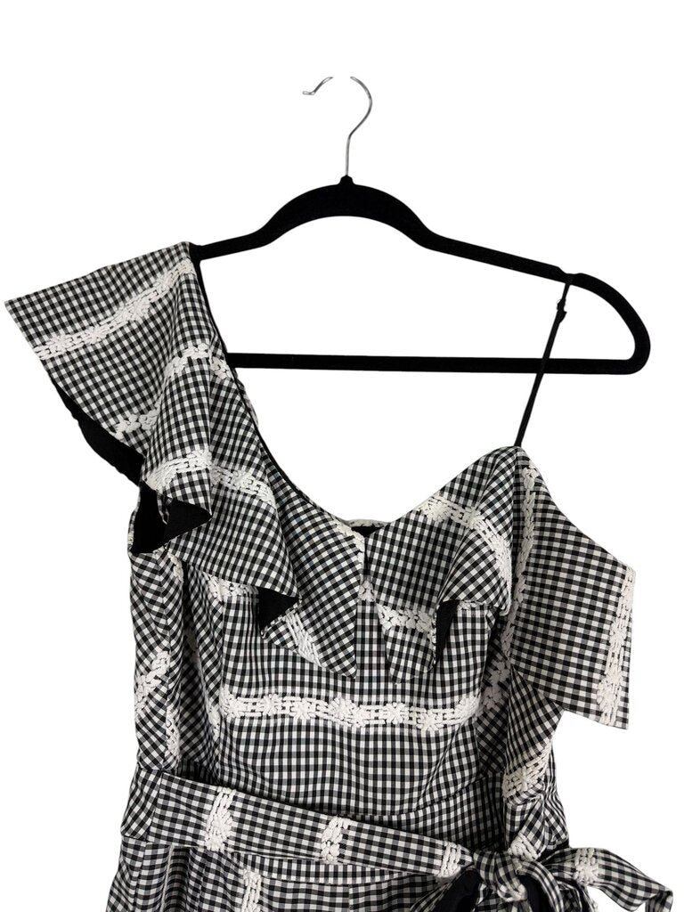 ADELYN RAE GINGHAM BELTED ROMPER