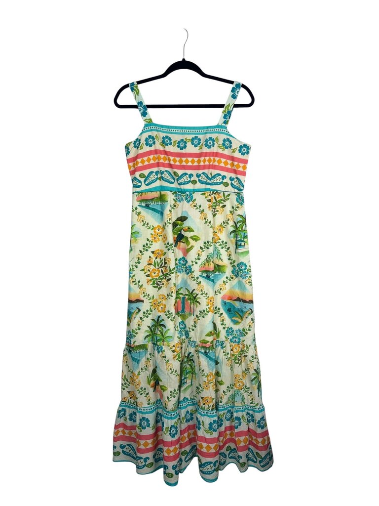 FARM FOR ANTHROPOLOGIE TROPICAL PRINT MAXI DRESS
