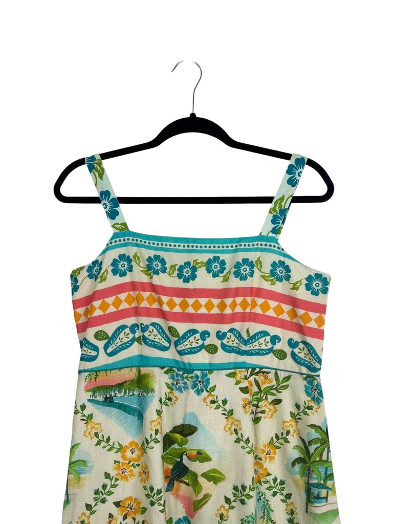 FARM FOR ANTHROPOLOGIE TROPICAL PRINT MAXI DRESS