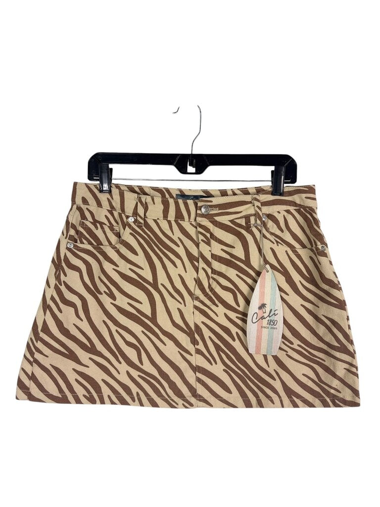 CALI 1850 ZEBRA PRINT DENIM MINI SKIRT