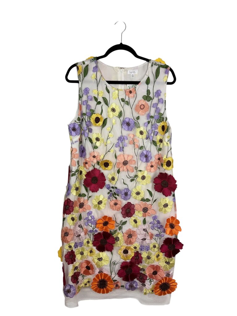 NICOLE MILLER NEW YORK FLORAL APPLIQUE DRESS