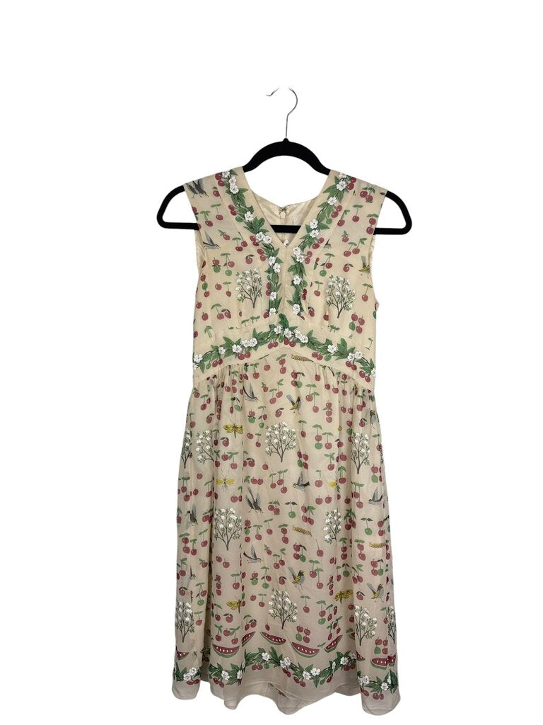 ANNA SUI CHERRY & ANIMAL PRINT DRESS