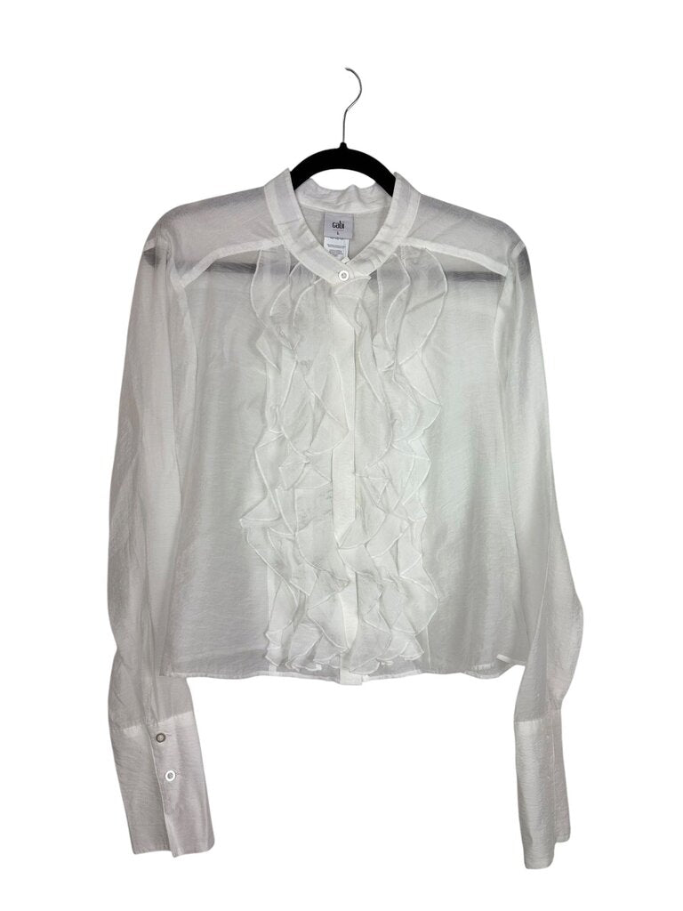 CABI SHEER RUFFLE BLOUSE
