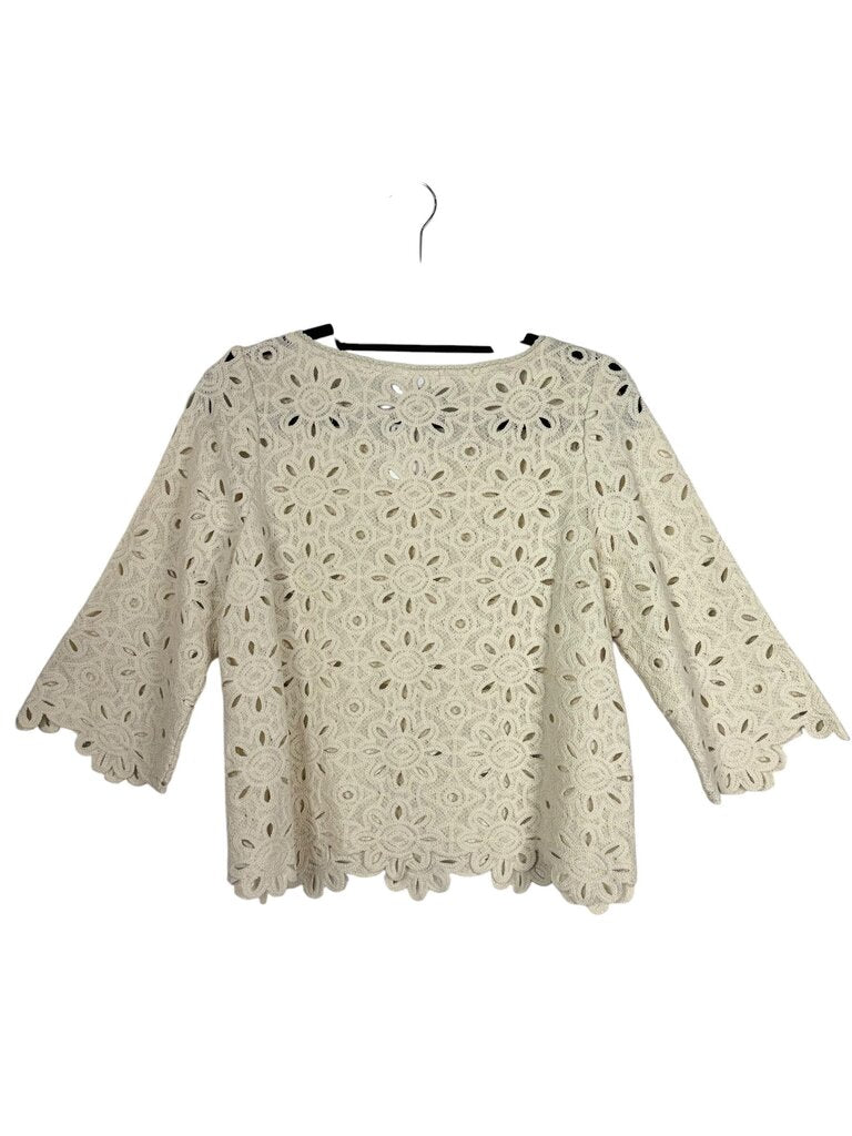 J.JILL CROCHET FLORAL BLOUSE