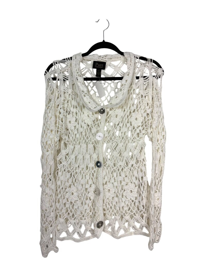PURE HANDKNIT CROCHET BUTTON CARDIGAN