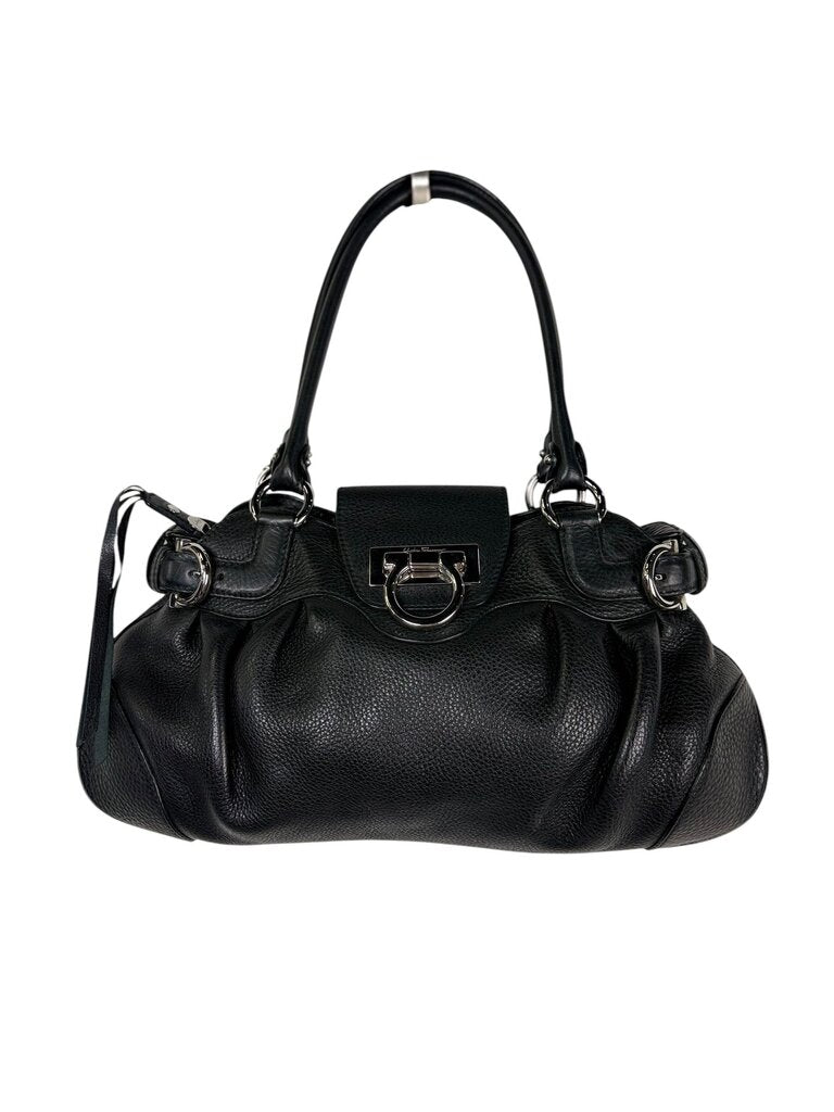 SALVATORE FERRAGAMO PEBBLE LEATHER SHOULDER BAG