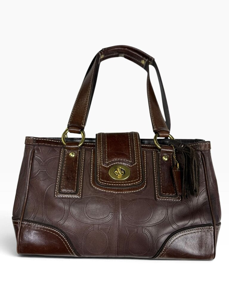 COACH LEATHER MONOGRAM SATCHEL