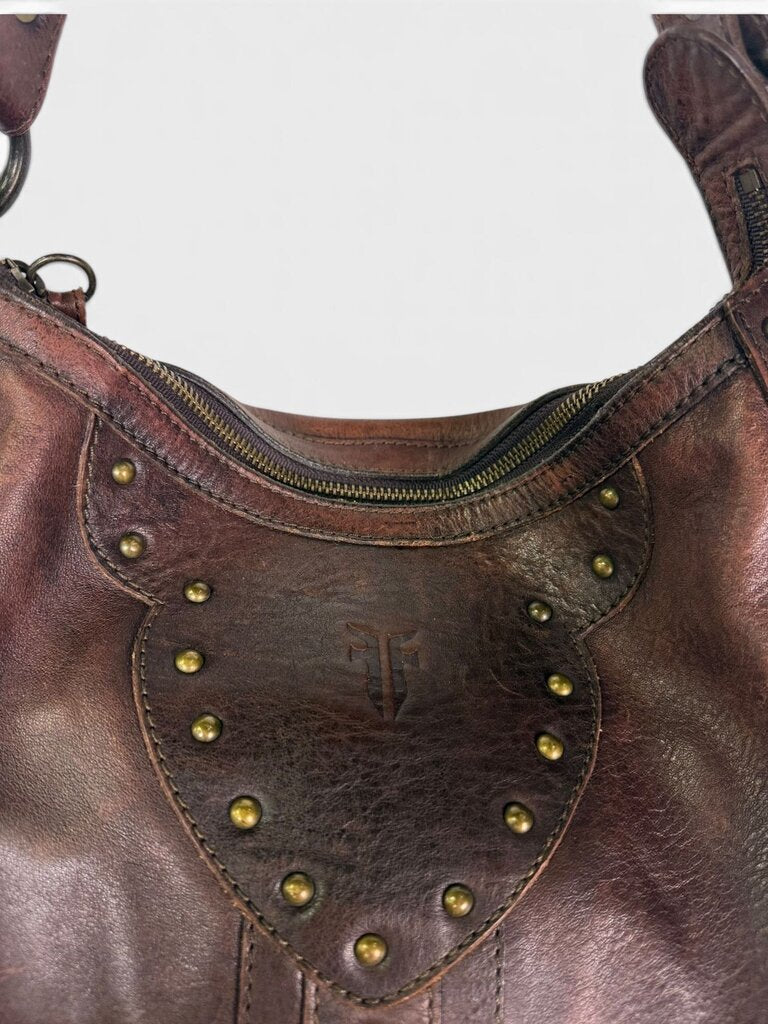 FRYE STUDDED LEATHER SHOULDER BAG