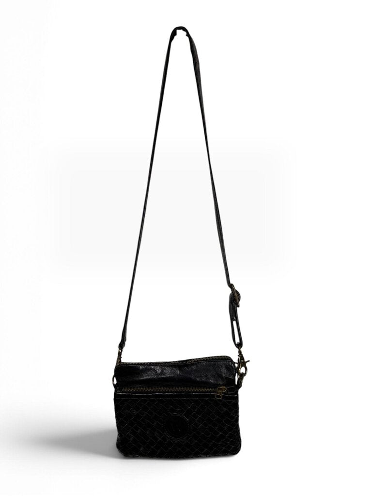 WANDERERS WOVEN LEATHER CROSSBODY