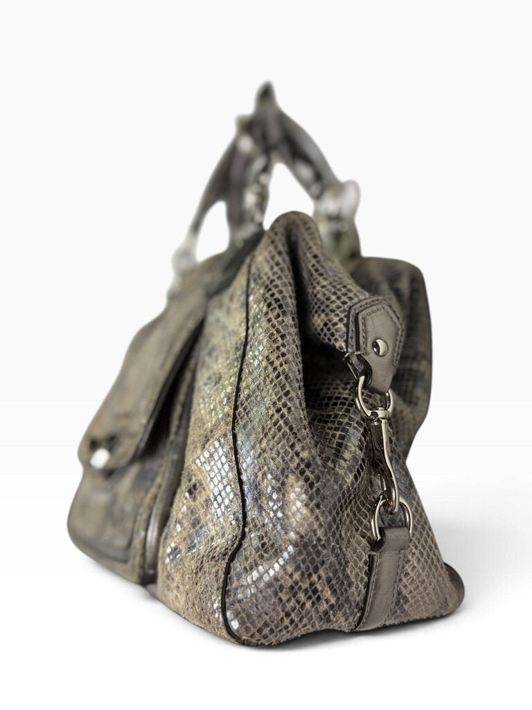 COACH LEATHER EMBOSSED SNAKESKIN SATCHEL