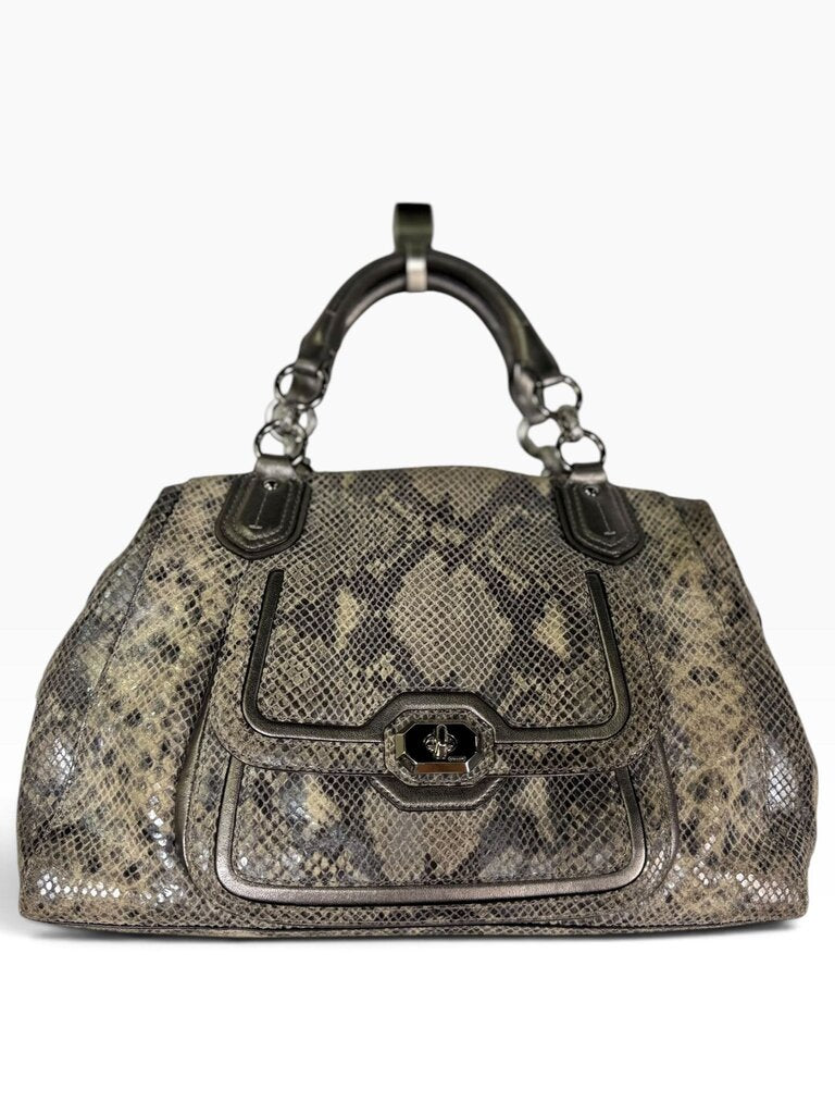 COACH LEATHER EMBOSSED SNAKESKIN SATCHEL