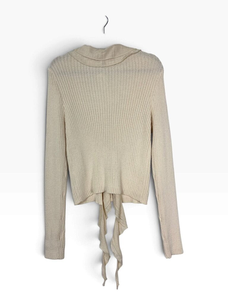 ANTHROPOLOGIE RUFFLE TIE FRONT SWEATER
