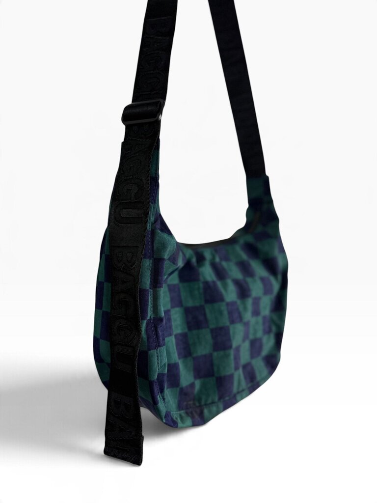 BAGGU NYLON MEDIUM CRESCENT CHECK BAG