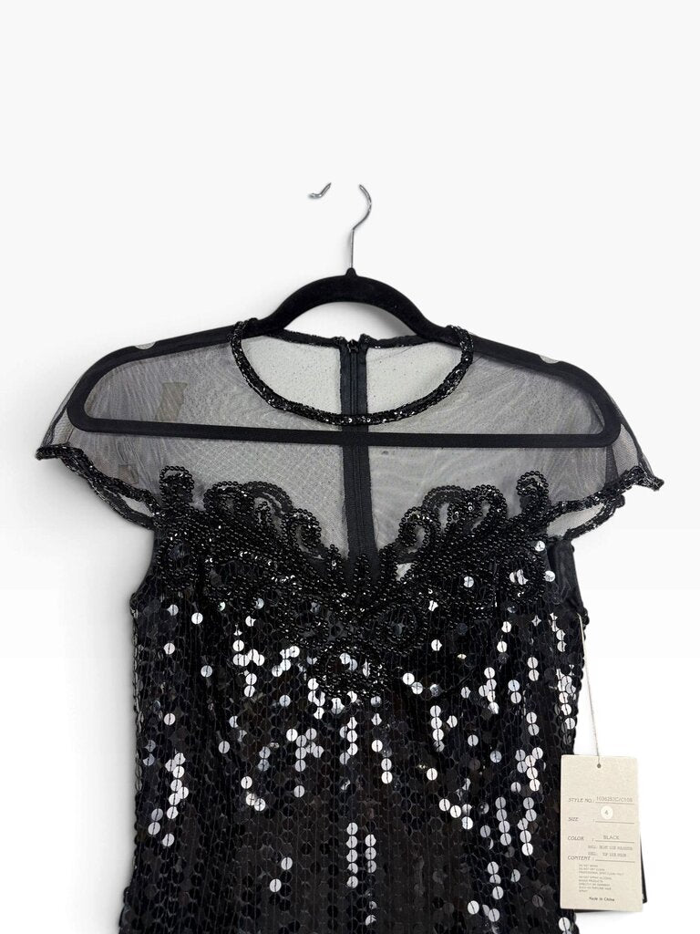 LIME NIGHT BEADED SHIMMER MINI DRESS