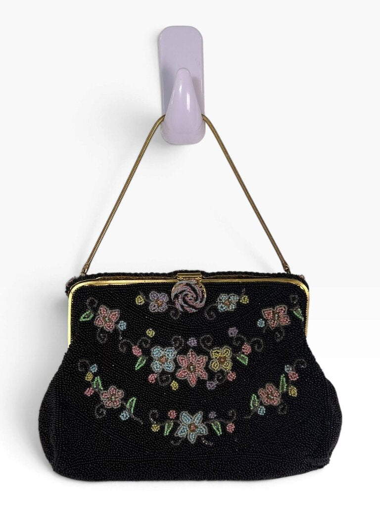 CHUNN PARIS FLORAL BEADED EVENING BAG