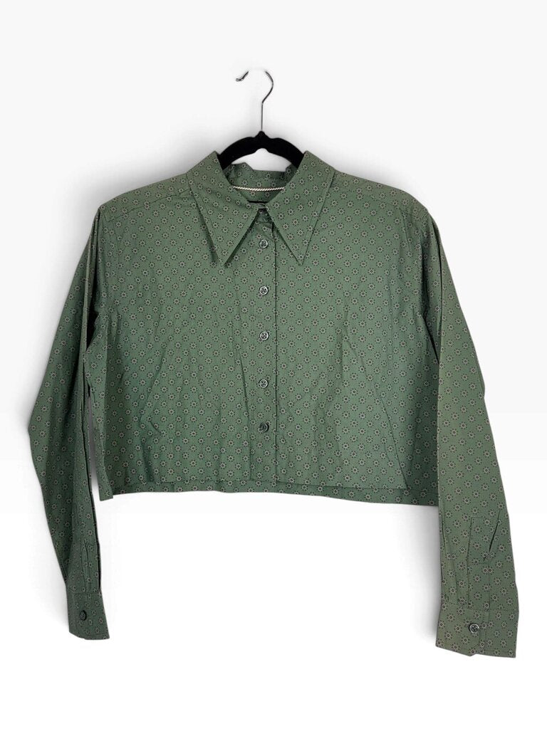 WILDFANG CROPPED FLORAL BUTTON DOWN