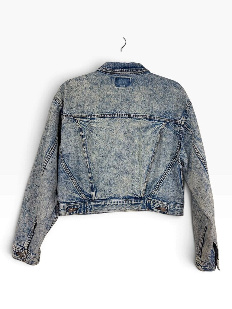 AMERICAN EAGLE ACID WASH CROPPED DENIM JACKET