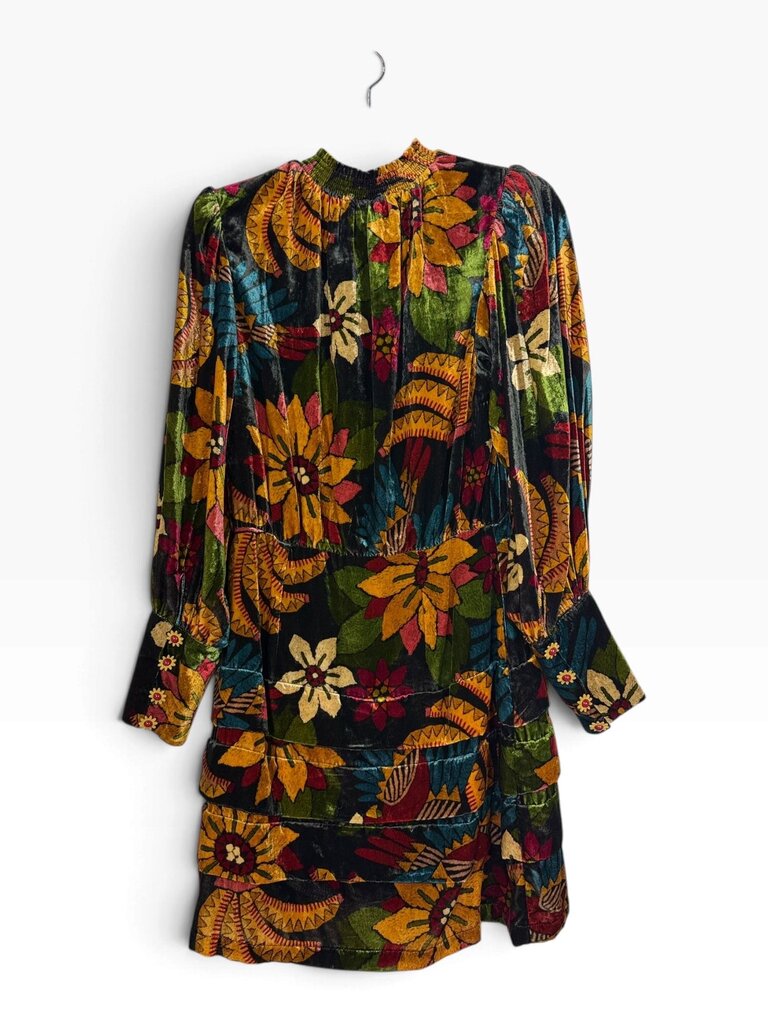 FARM RIO VELVET SUNFLOWER PRINT DRESS