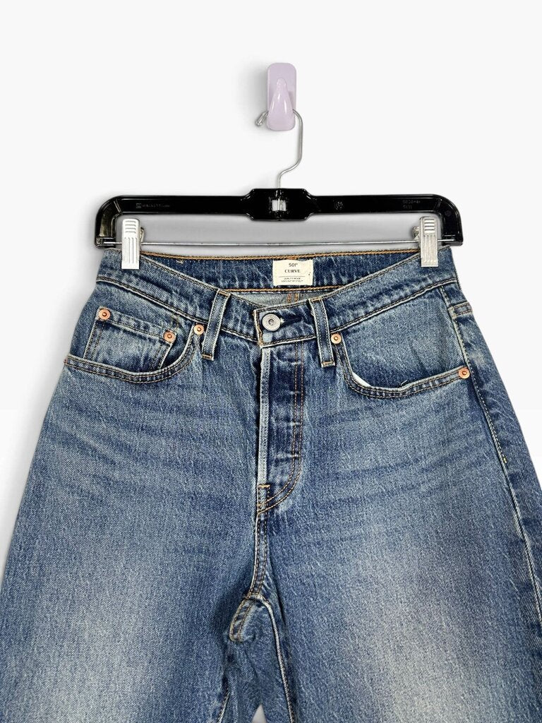 LEVI'S 501 STUDDED STRAIGHT LEG JEANS