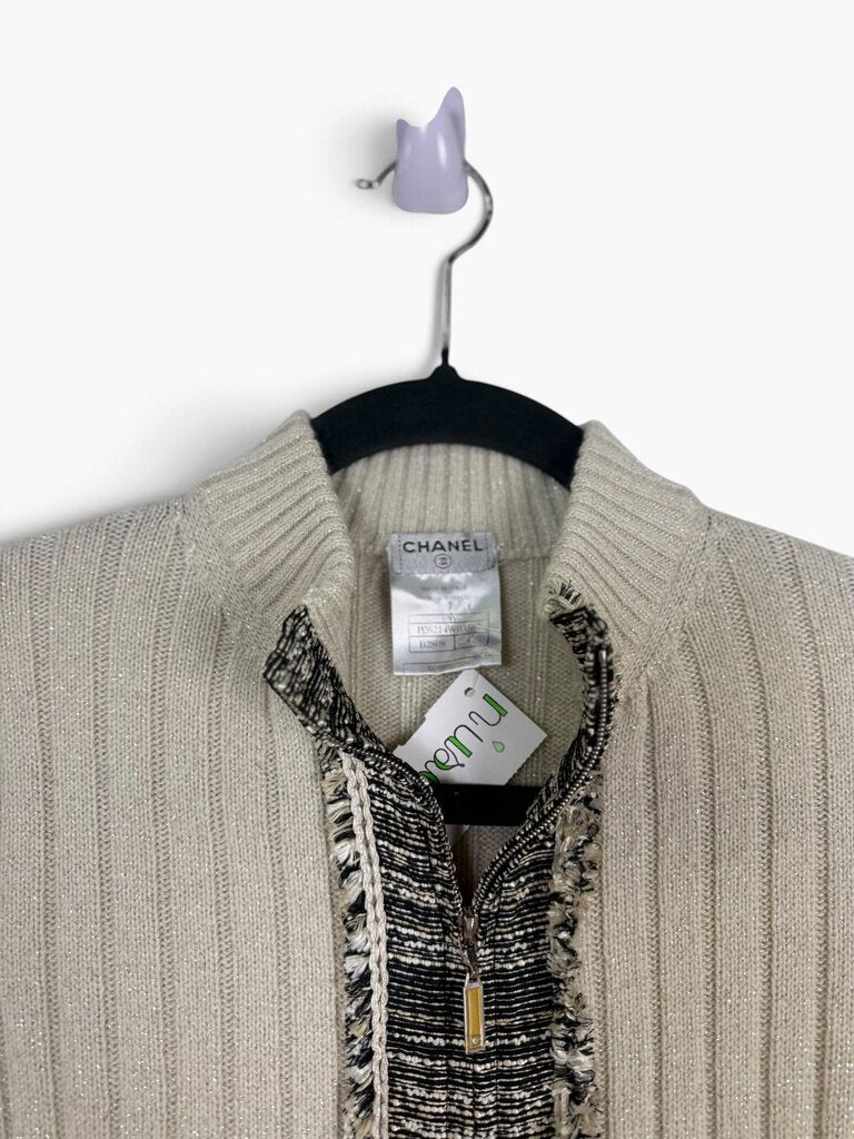 2005 CHANEL CASHMERE TWEED CARDIGAN WITH COA
