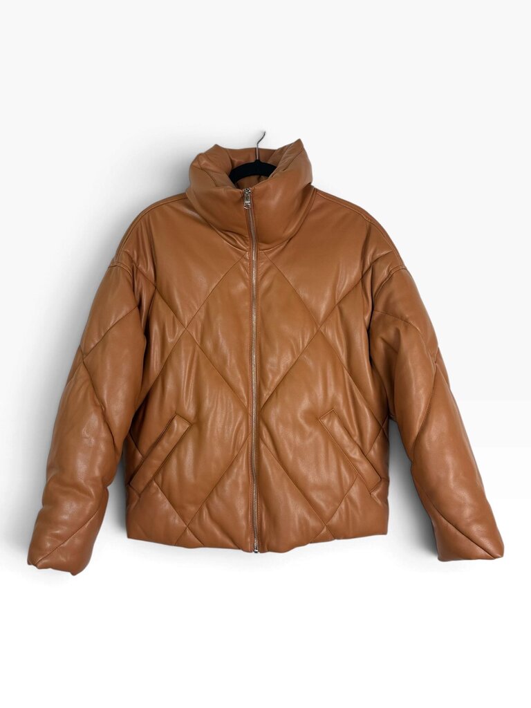 ABERCROMBIE AND FITCH VEGAN LEATHER PUFFER JACKET