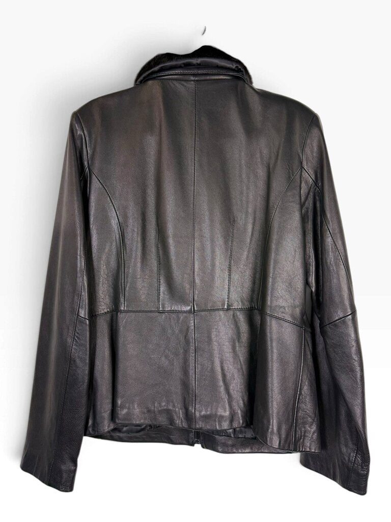 AVANTI LEATHER JACKET WITH FAUX FUR COLLAR