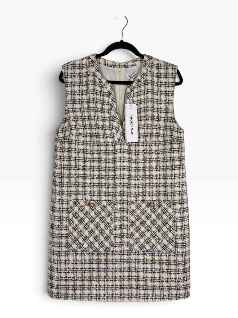 VERONICA BEARD SLEEVELESS TWEED SHIFT DRESS